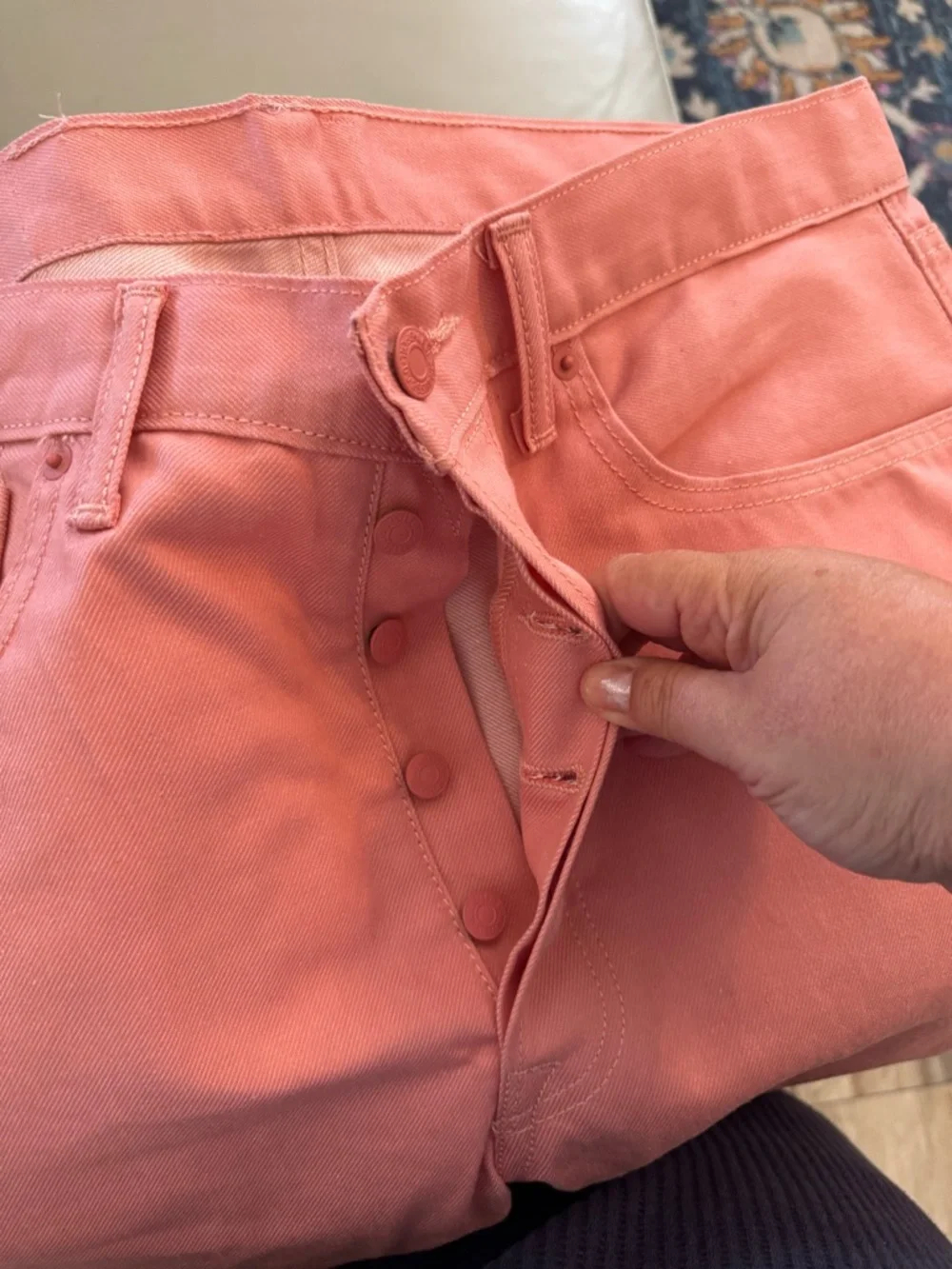 Levi's 501 original fit jeans Coral Pink Color Button Fly 34x30